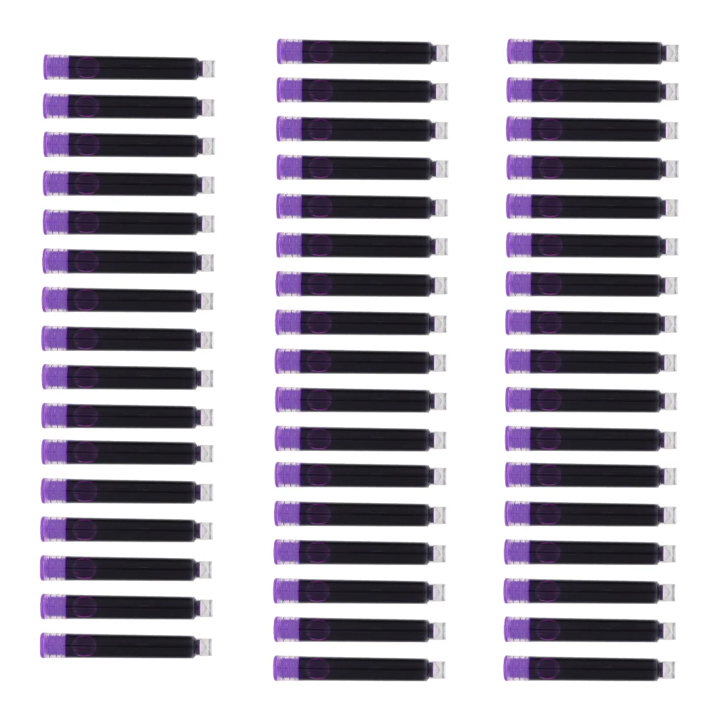 100 Pcs Ink Fountain Pen Replacement Accessories Purple Plastic Drawing School Supplies Office Student Refills