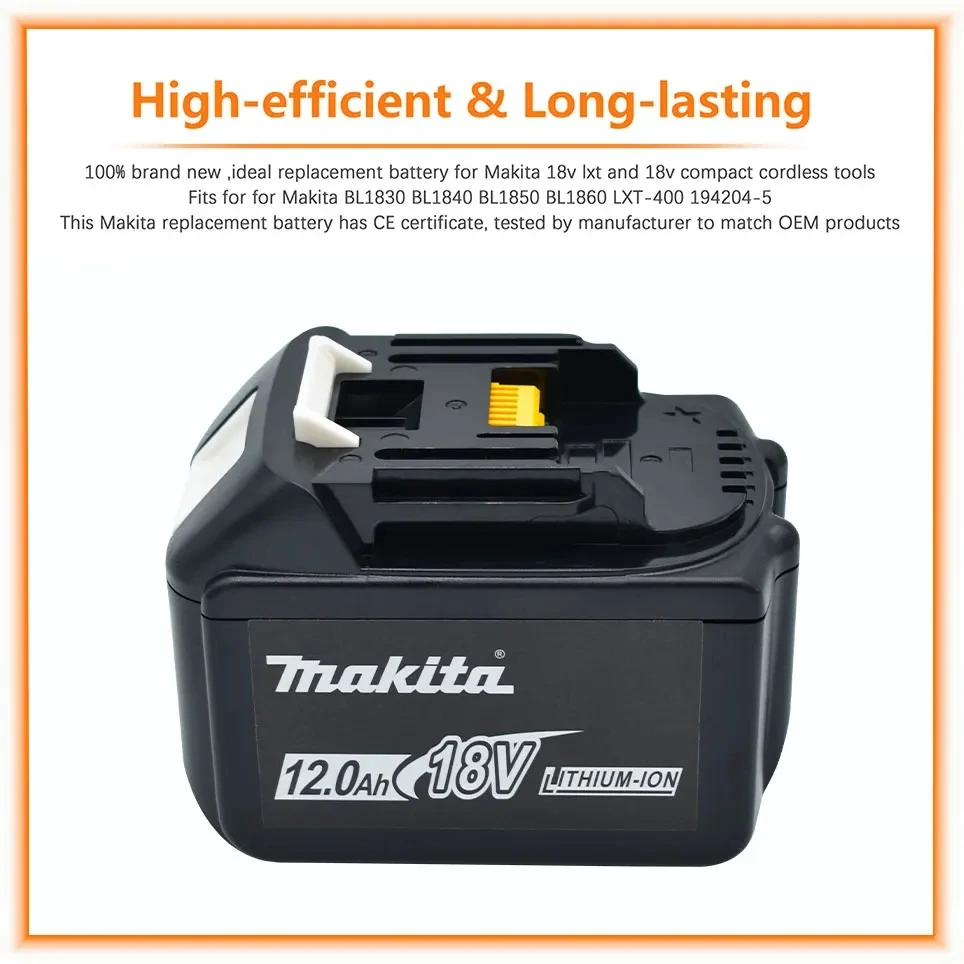 Makita-batería recargable de repuesto, indicador LED, 18V, 12.0Ah, para BL1830, BL1830B, BL1840, BL1840B, BL1850, BL1850B