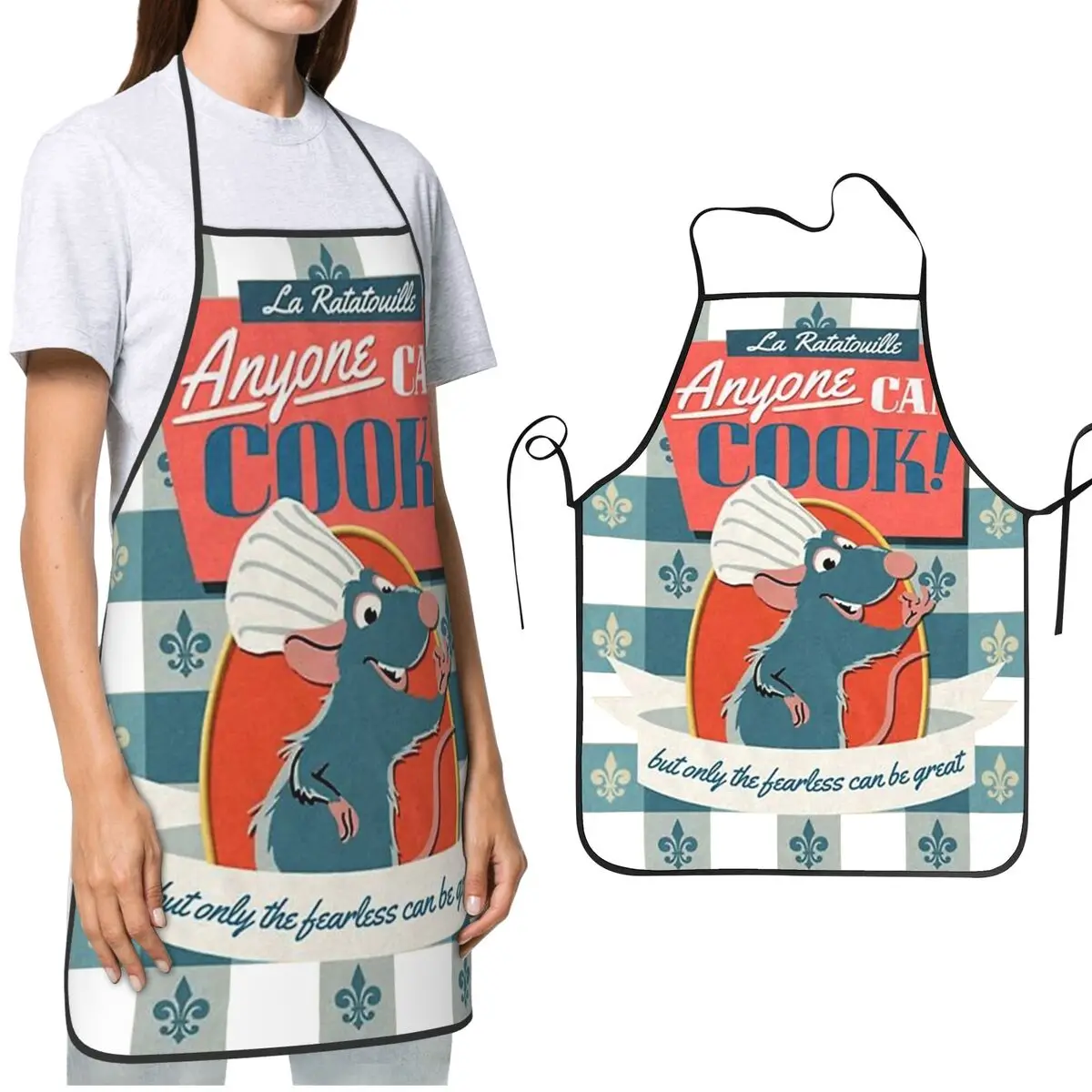 Ratatouille Chef Remy Apron Water & Oil Resistant Adjustable Neck Strap Baking Aprons for Men Women Chef