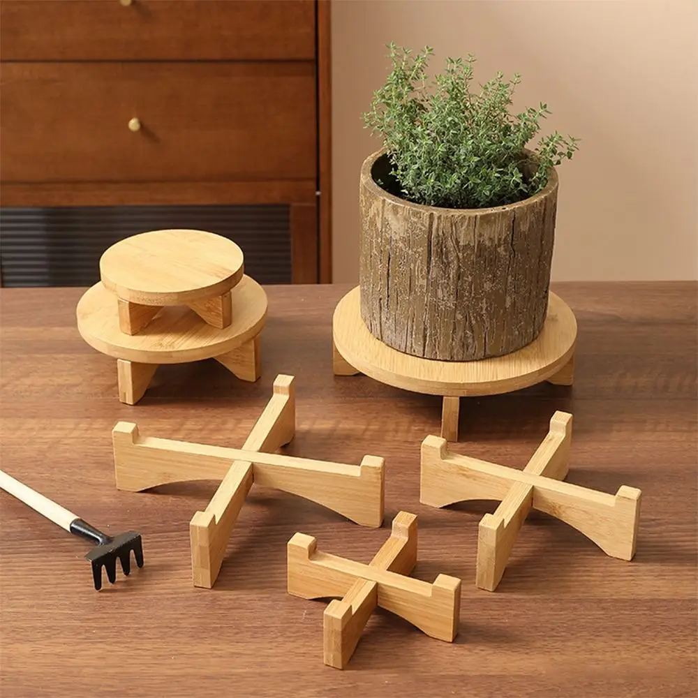 Wooden Bonsai Display Stand Home Decoration Floor-Standing Flower Pot Base Gardening Supplies Succulents Organization