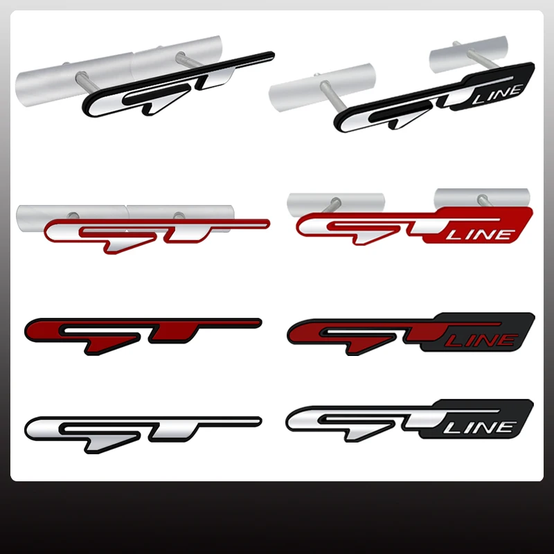 1x GT LINE Car Grille Badge Sticker per Citroen Peugeot KIA KN Hybrid SPORTAGE CROSS Dacia Logo Metal Trunk Emblem accessori