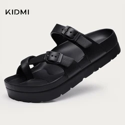 Kidmi Damen Plateaus andalen Sommer Hausschuhe Mode rutsch feste Strands andalen 2024 Sommer Frauen Flip-Flops verstellbare Schnalle