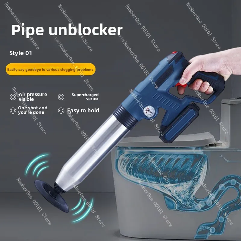 

001 lithium battery powered drain opener - commercial electric drain cleaner for clogged toilets and pipes - one-pump solution