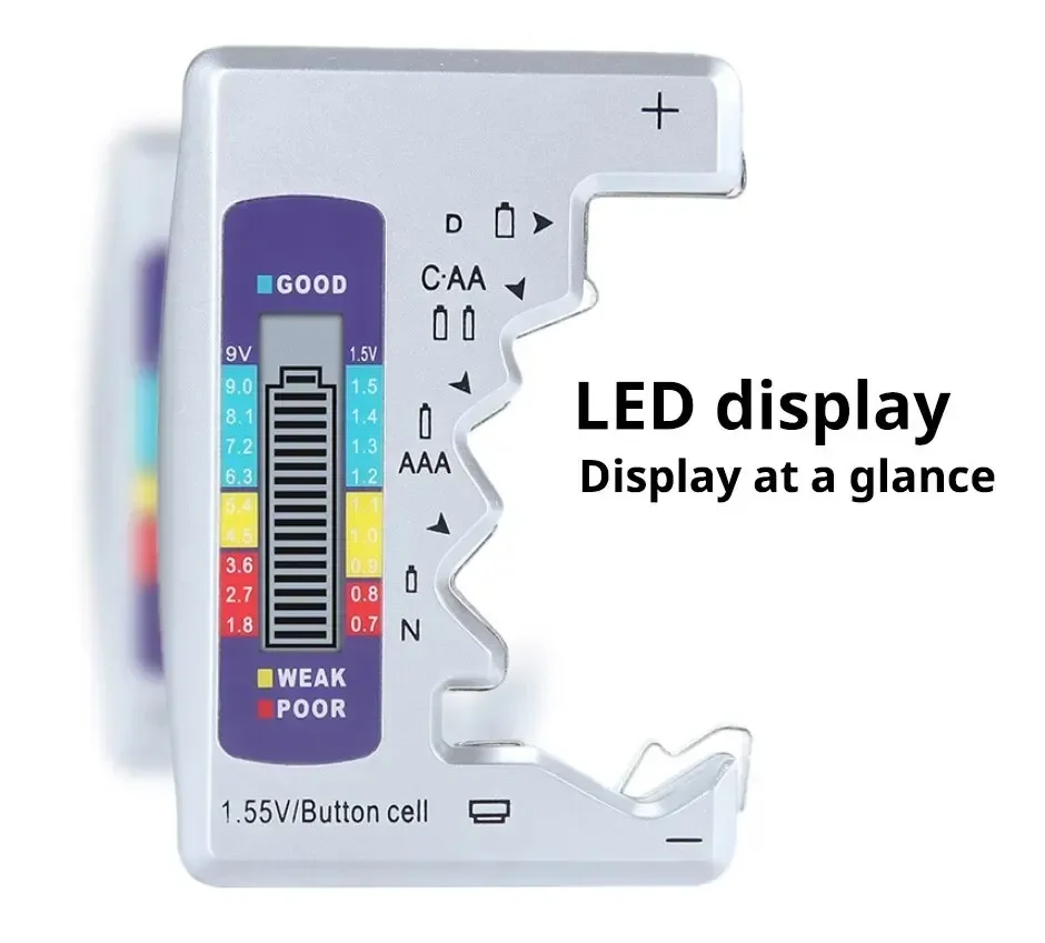 NEW Digital Battery Tester C D N AA AAA 9V 1.5V Button Cell Capacity Check Detector LCD Display Capacitance Diagnostic Tool