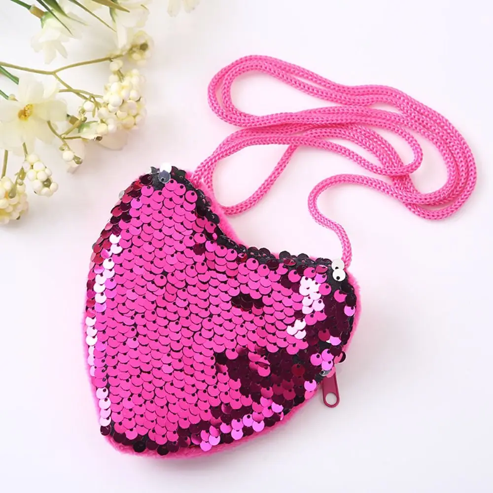 High Quality Mini Cute Kids Tote Bag Decorative Heart Shape Kids Funny Shoulder Bag Princess Shoulder HandBags Sequin Bag