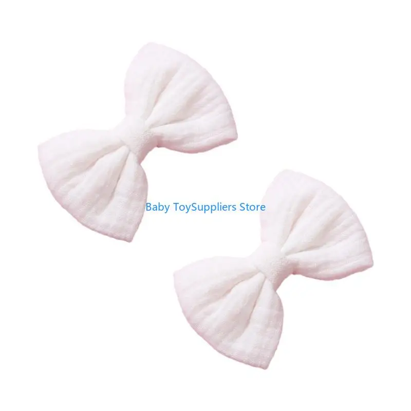 

R1WF 1 Pair Baby Bows Hair Clips Muslin Girls Hairpins Hairclip for Kids Barrette Infant Princess Side Pin