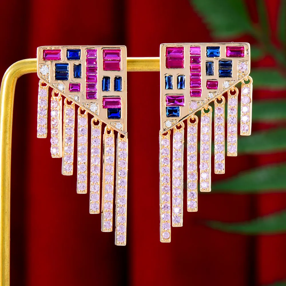 

GODKI New Indian Trendy Multicolor Earrings For Women Wedding Party Indian Dubai Bridal Jewelry boucle d'oreille femme Gift 2022