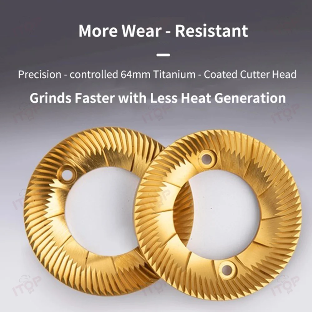 ITOP IT-64WQ مطحنة القهوة 64 مللي متر مطلي بالتيتانيوم لدغ مسطح وزنها مطحنة القهوة الكمية المدمج في مقياس مقهى المعدات