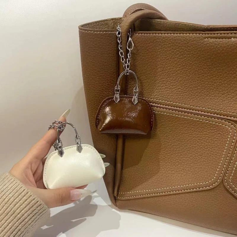 حقيبة صغيرة رائعة سلسلة بدلاية شل حقيبة المفاتيح بولي Leather الجلود بلون حقيبة ديكور الإبداعية DIY بها بنفسك حقائب النساء الملحقات #5