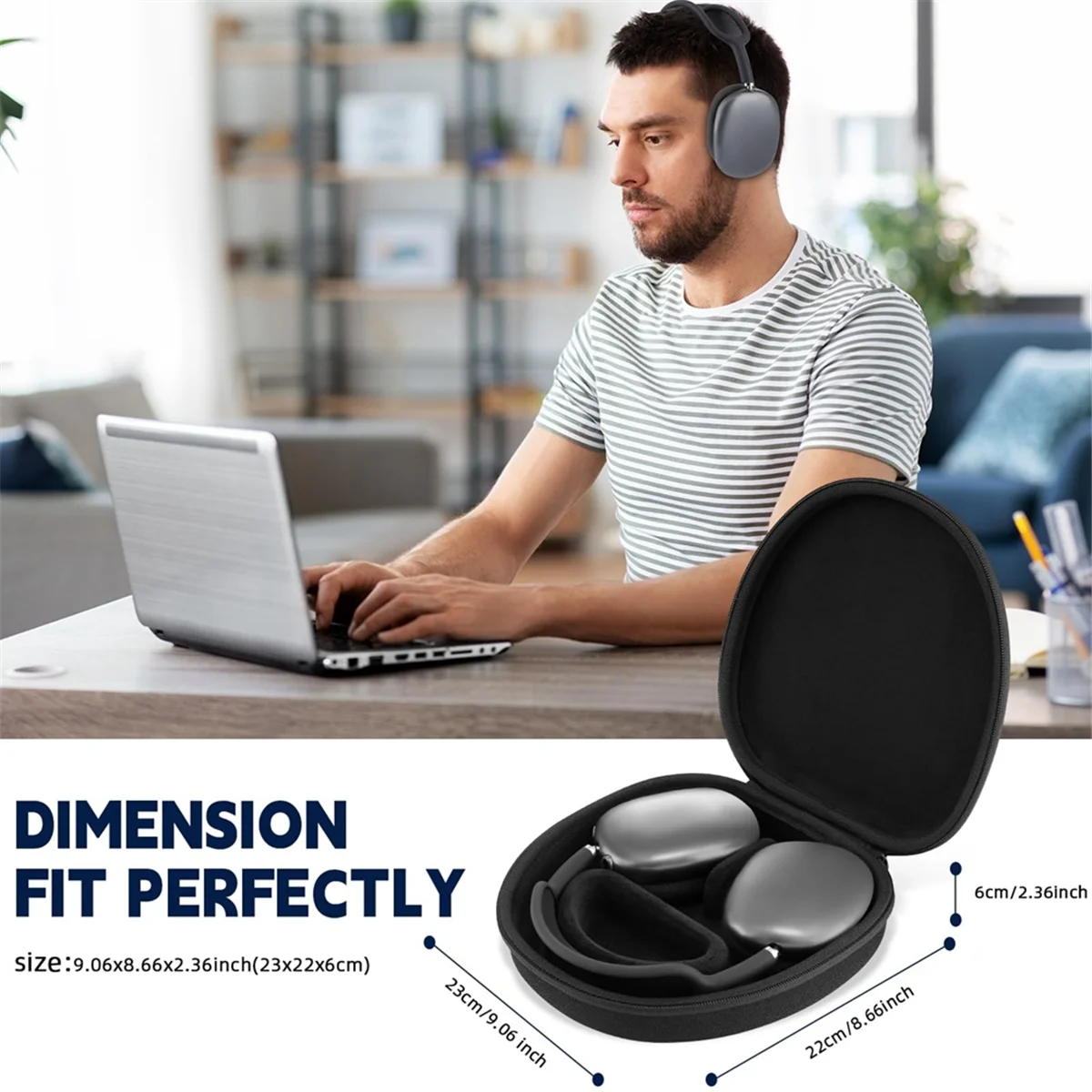 Estojo de viagem portátil n84r para apple airpods max suporta modo de sono, estojo rígido para armazenamento de fone de ouvido