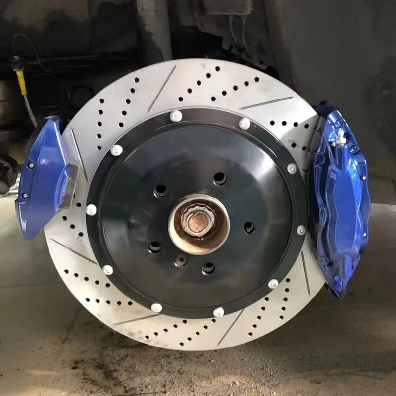 KLAKLE Car Parts 4 Piston Brake System Rear Dual Brake Caliper 380*28mm Disc Rotor for VW MK7 GTI Kit