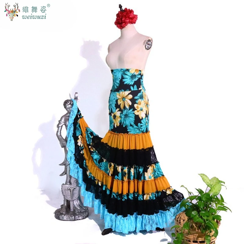 Jupe de danse Flamenco personnalisée, taille haute, élastique, amincissante, multicouche, gâteau, Tango Hip Quickstep, jupe de Performance