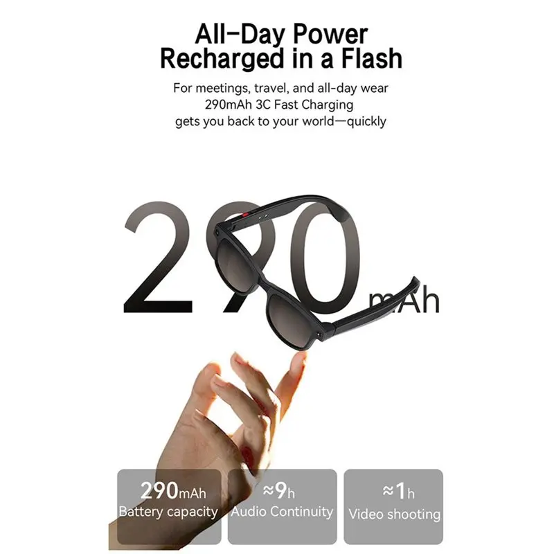 AA08-2PCS Smart AI Glasses 8MP Anti Shake Camera Bluetooth Recording Videos Photo For 100+ Languages Translation Music Play