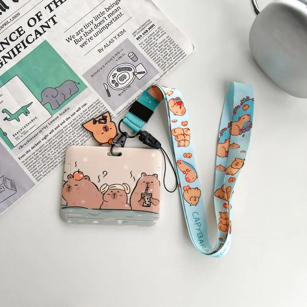 

Cartoon Capybara Card Holder Plastic Animal Photocard Holder Korean Style Card Protective Case Students Bus Card Cover Travel