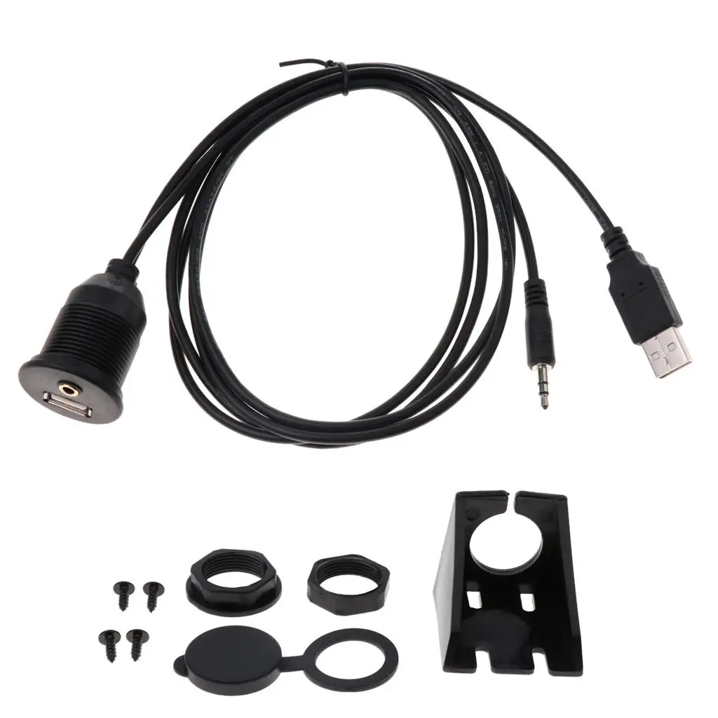 Panel de montaje de extensión USB y AUX de 3,5 mm, montaje empotrado para tablero de coche/barco