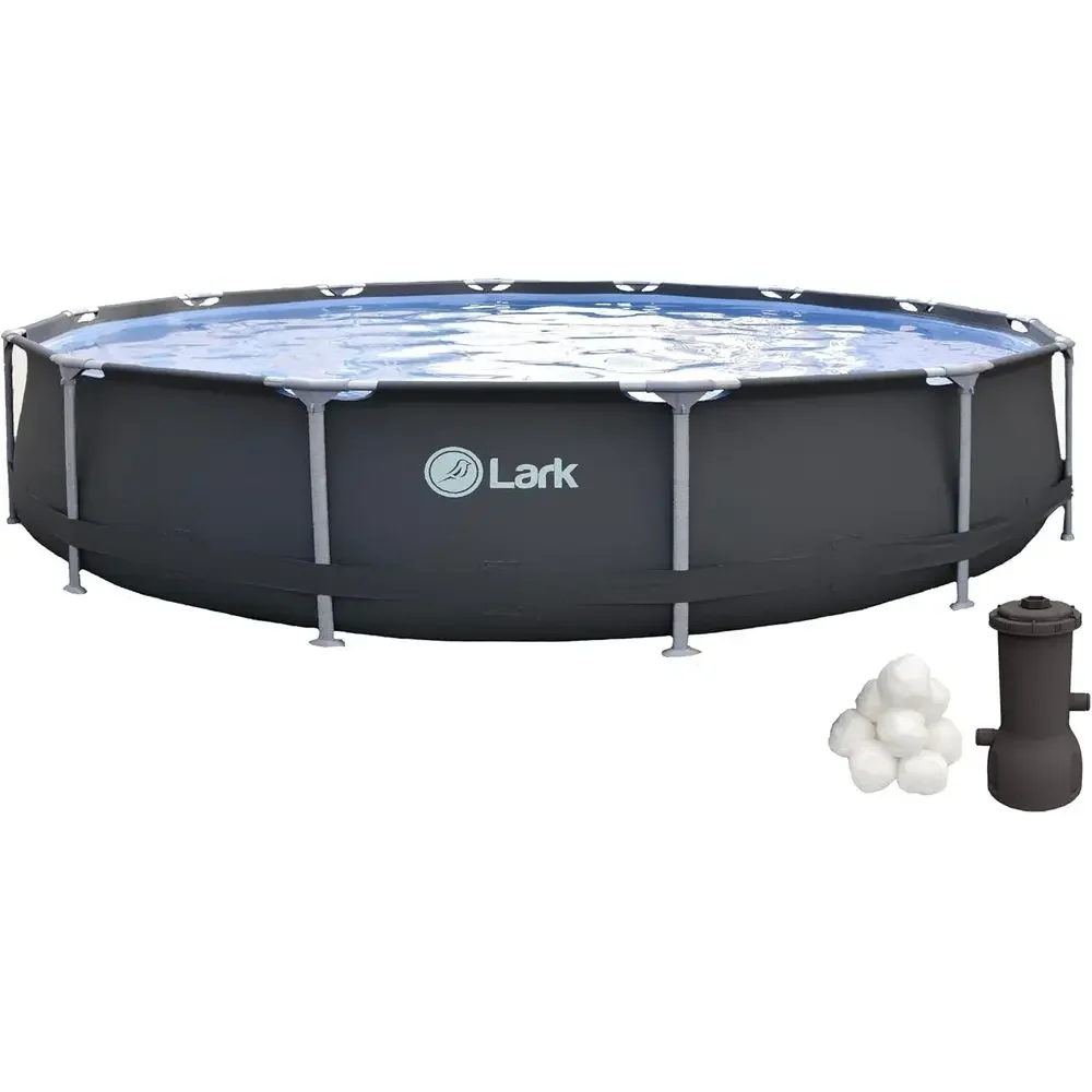 

14 x 33 Graphite Swimming Pool with Filter Balls, Snap-Fit Design, 530-Gallon Pump, Filterball Tech, Puncture-Resistant 3-Ply PV