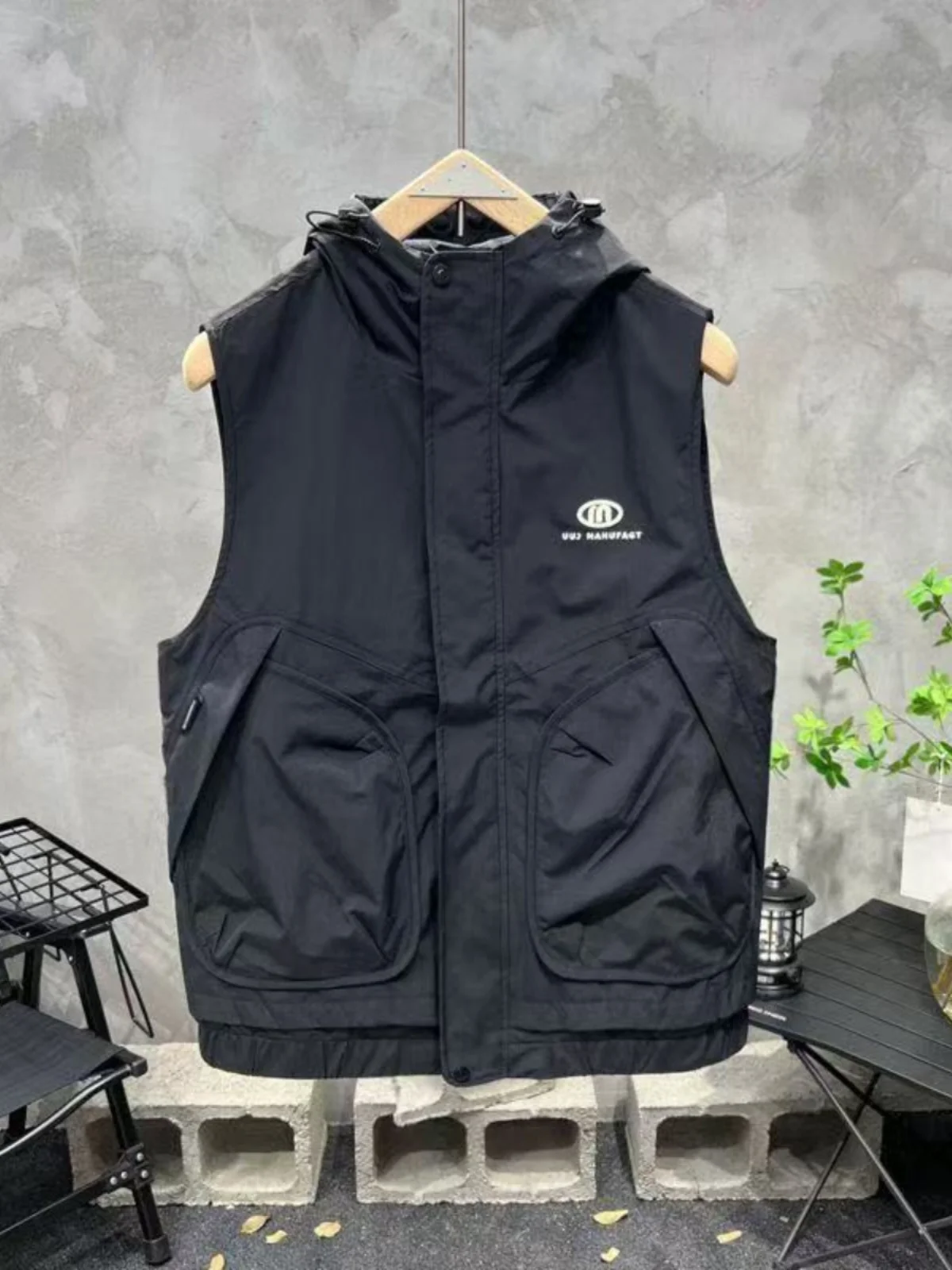 

Sli Men's Hooded Vest Comfortable Casual Outerwear ket Versatile Spring Autumn New Arrival Stand Fit Youth Trend