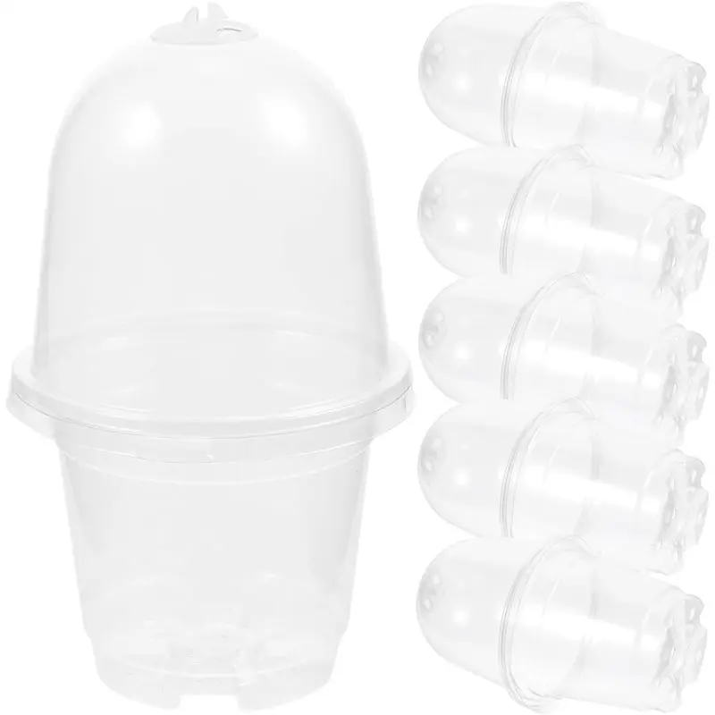 

SEWS-15Pcs Garden Pots Plastic Planter Small Nursery Pot For Seedlings And Indoor Outdoor Plants With Cover