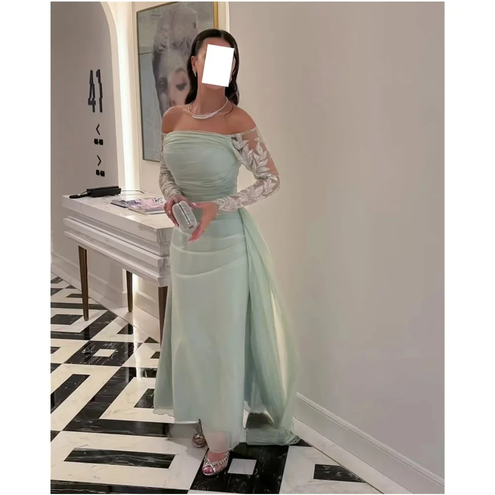 Suknia wieczorowa na jedno ramię, wykwintna koronka z kwiatami 3D, długi rękaw, krój syreny, suknia balowa z odkrytymi plecami, wysoka jakość, nowoczesny styl.