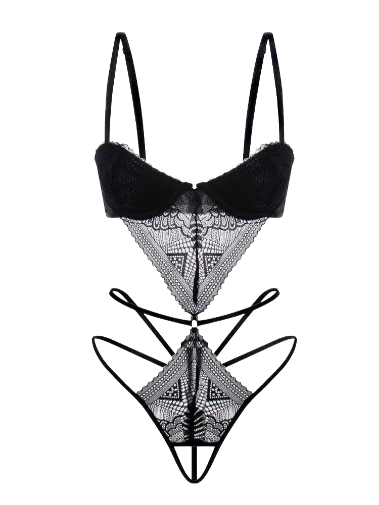 Original Design Bla Night Sexy Spicy Girl Pure Desire 2025 New Sle Pure Desire Hollow out  Suit Underwear