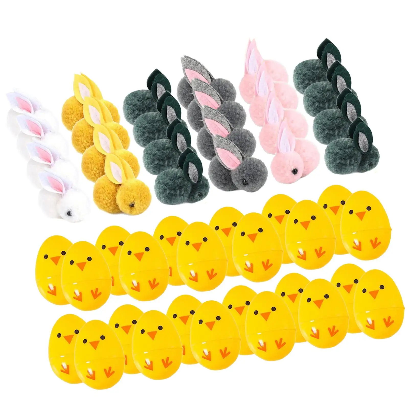 24 Pieces Fillable Easter Eggs with Bunny Toys Party Supplies for Kids Awards Gift Box Fillers Easter Gifts Stuffed Dolls