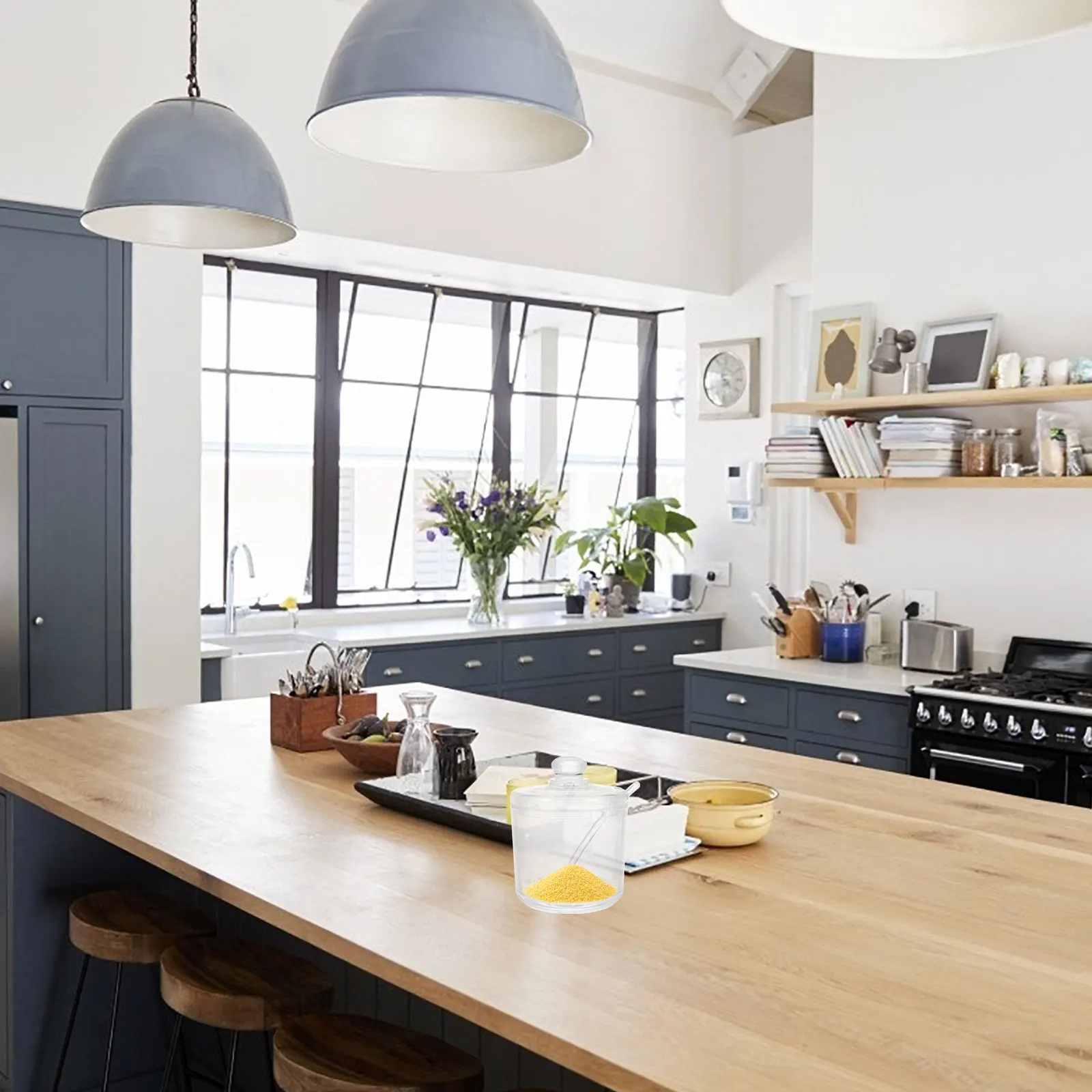 

1 комплект, акриловая сахарница, горшок для приправ, контейнер, ложка, прозрачная кухонная банка для хранения, соль, специй, приправа, канистра, декоративная