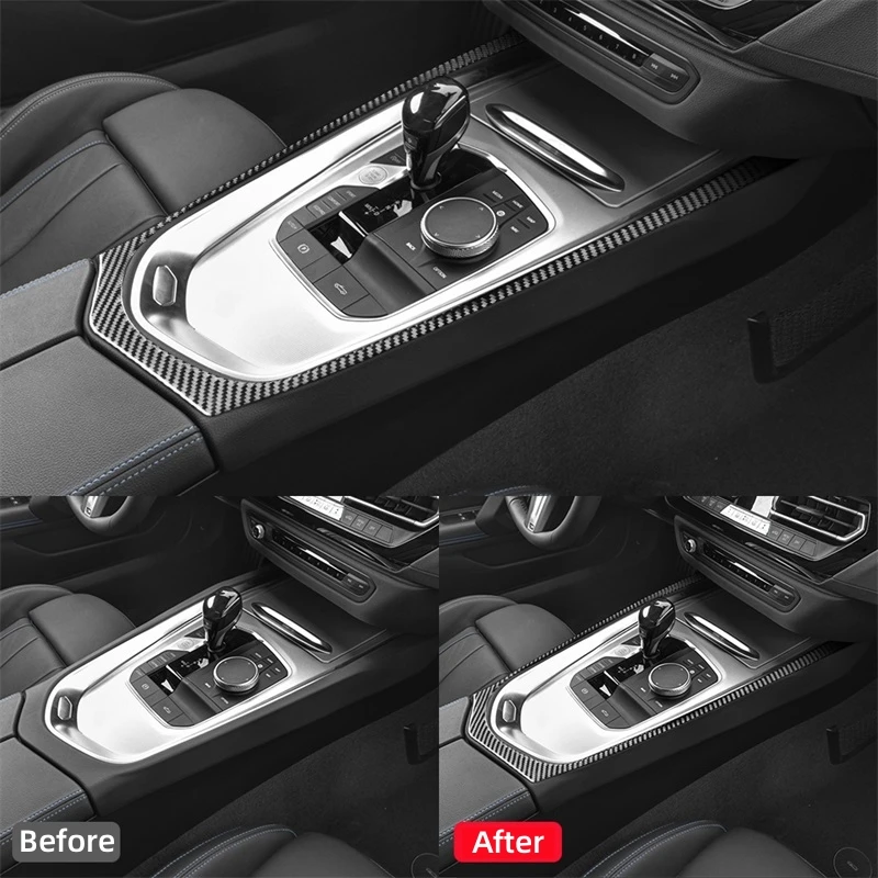 For BMW Z4 Series G28 G29 2019-2023 Carbon Fiber Accessories Interior Car Central Gear Shift Panel Outer Frame Trim Cover Stick