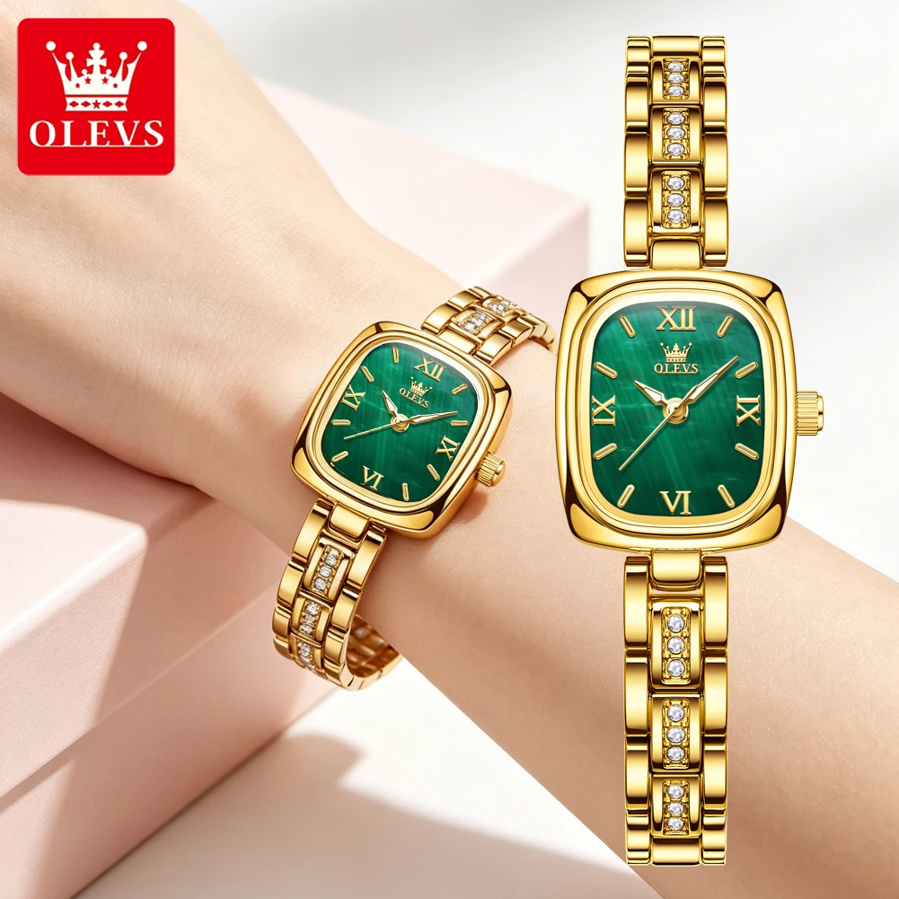 OLEVS Square Watch For Women Elegant Luxury Ladies Dress WristWatches Diamond Bracelets Watch Quartz Watch Waterproof 3695