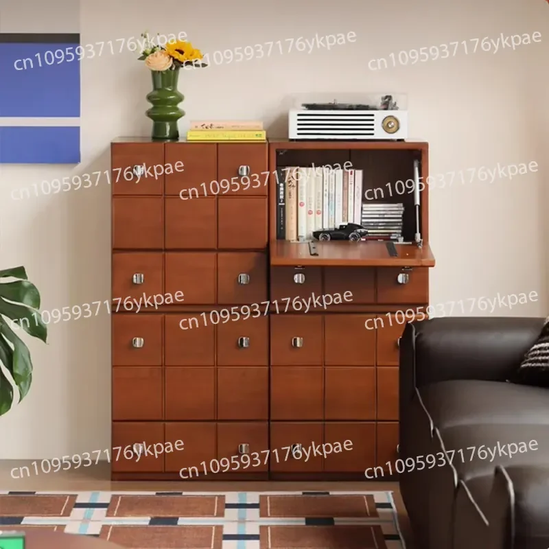 Solid Wood Style Free Combination Cabinet Home Bedroom Teak Color Locker