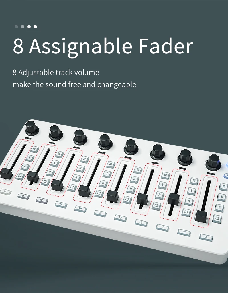 M-VAVE SMC-Mixer وحدة تحكم MIDI لاسلكية خلط وحدة التحكم اتصال Type-C توريد USB لنظام التشغيل Windows/Mac/Ios/Android قابلة للشحن