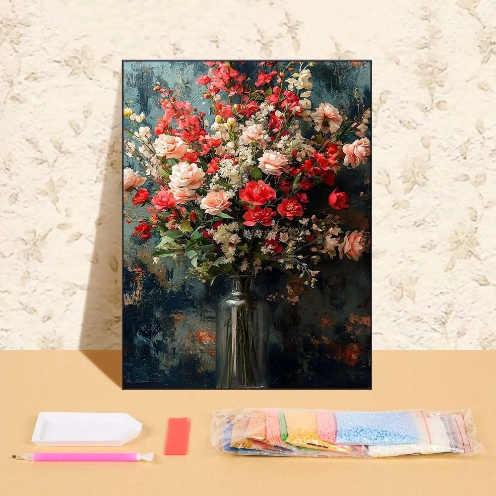 

Vintage Flower Bouquet 5D DIY Diamond Painting Floral Diamond Mosaic Living Room Home Decoration Creative Hobbies Wall Art