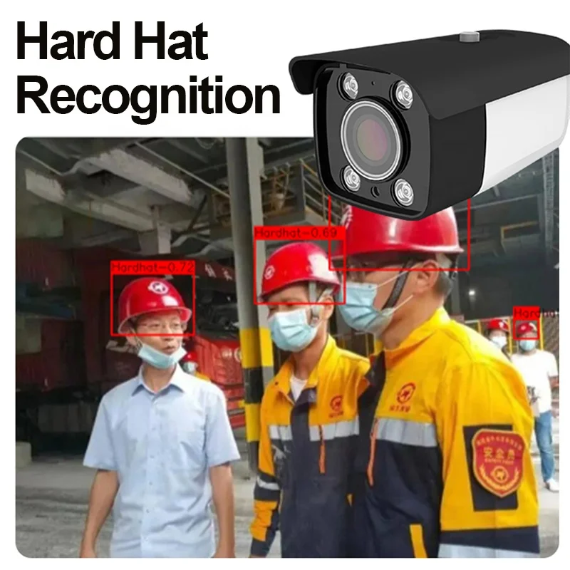 Cámara IP de red CCTV con detección de casco de monitoreo de algoritmo inteligente de 10 lunas