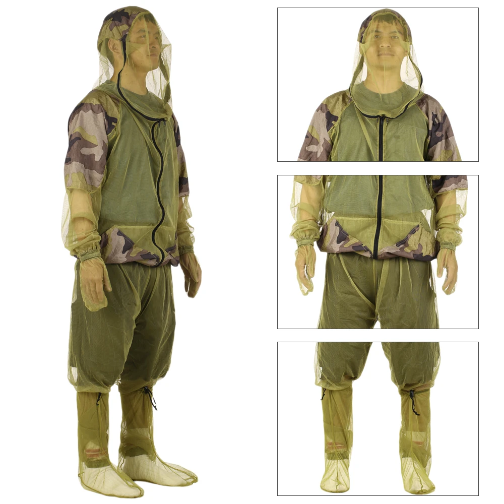 Lixada-بدلة طارد للبعوض في الهواء الطلق ، جاكيت حشرات بغطاء رأس ، بدلة شبكية ، جاكيت صيد ، قميص واقي من الحشرات ، قفازات ، بنطلون