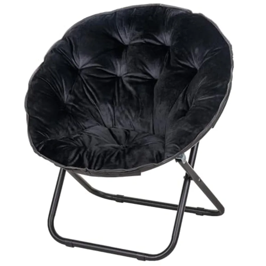 

Saucer Chair for Adults Folding Moon Chair with Metal Frame Faux Fur for Bedroom Living Room Dorm Room Apartment