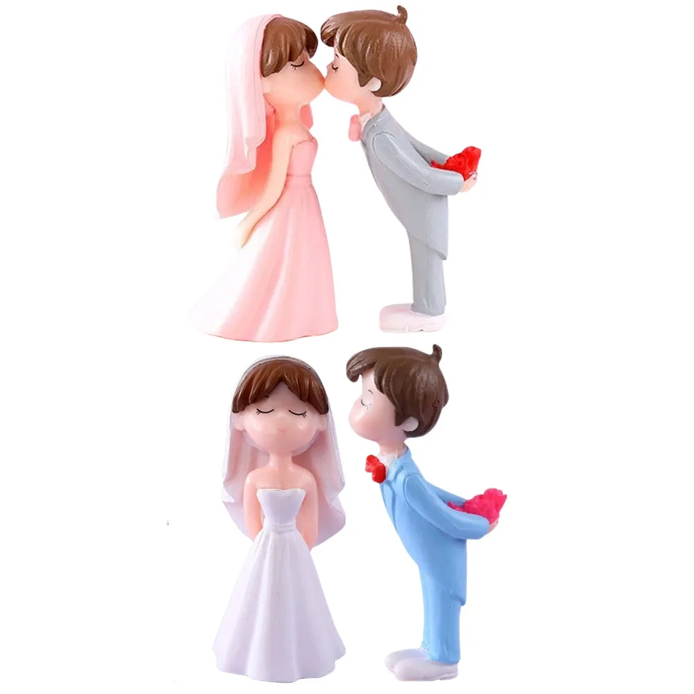 

2 Pairs Gift for Couples Wedding Decorations Figurines Statue Ornaments Romantic Love Bride