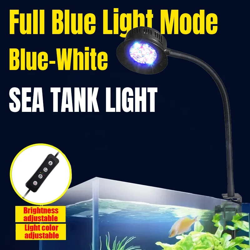 

30W Aquarium LED Light Gooseneck Fish Tank Lamp with Timer Brightness and Color Adjustment Clamp Light Overheat protection Light
