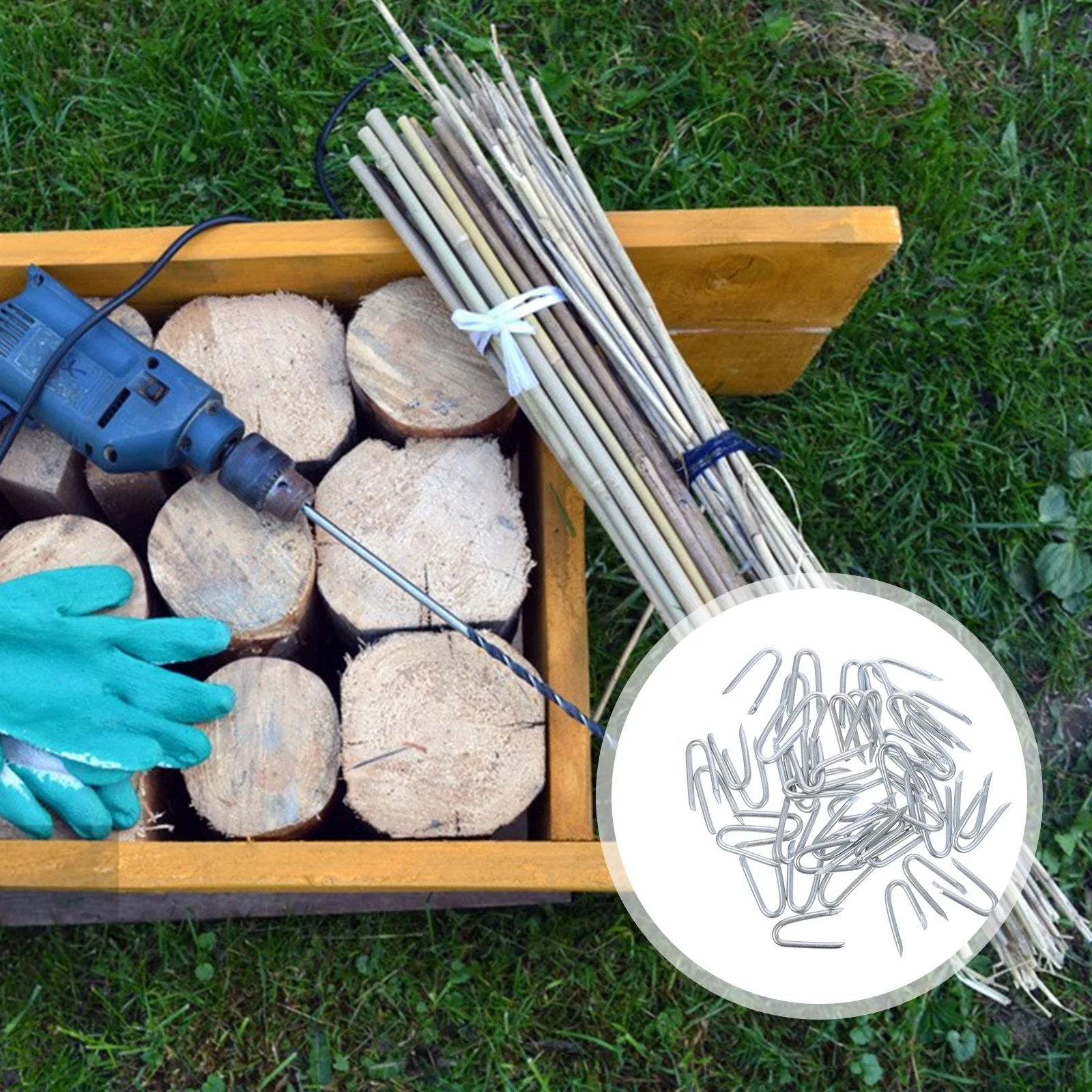 

50 pcs Garden Staples U-Shaped Peg Heavy Duty Landscape Fencing Fasteners For Yard Netting Wire Fixing U Shape Stakes