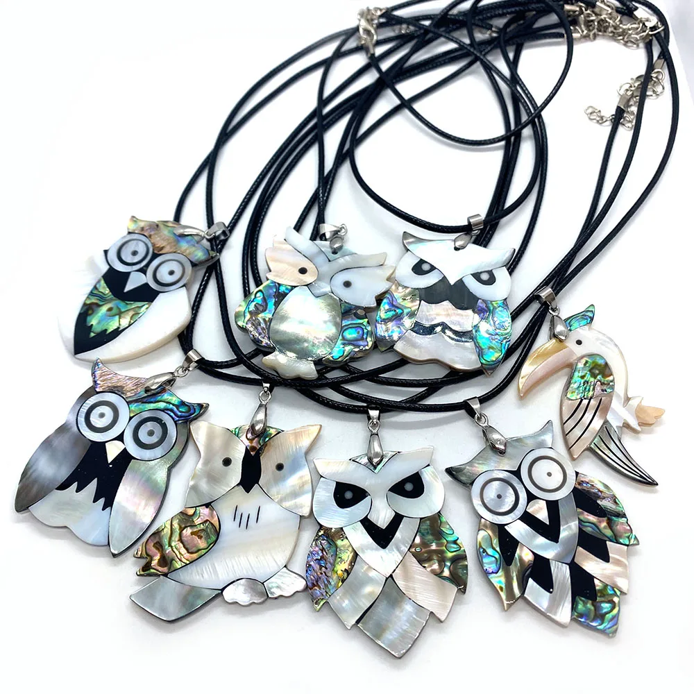 Exquisite Natural Shell Owl Animal Pendant 31-53mm Charm Fashion Jewelry DIY Necklace Earrings Accessories Finished Product