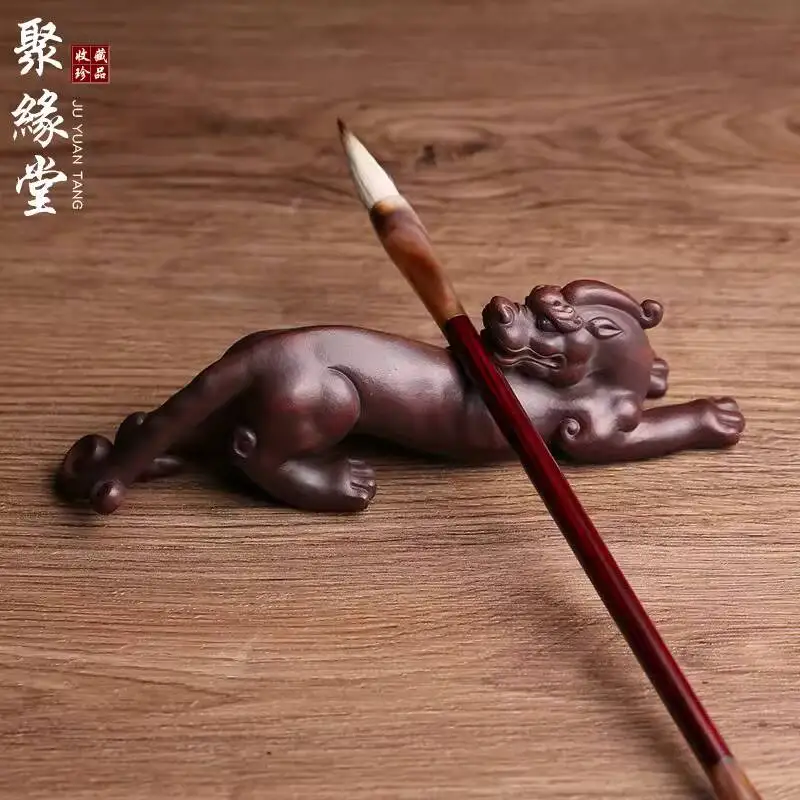 Premium Purple Clay Pet Ornament, Wealth-Attracting Pixiu Pen Holder, Can Be Used For Cultivation, Fully Handcrafted By Chen