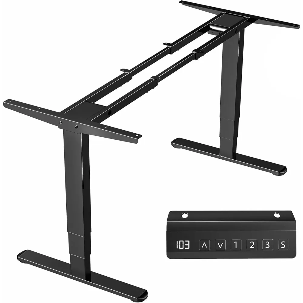 Electric Dual Motor Stand Up Desk Frame, Frame Only, 3 Stage Height Adjustable Workstation with Memory Controller, Black