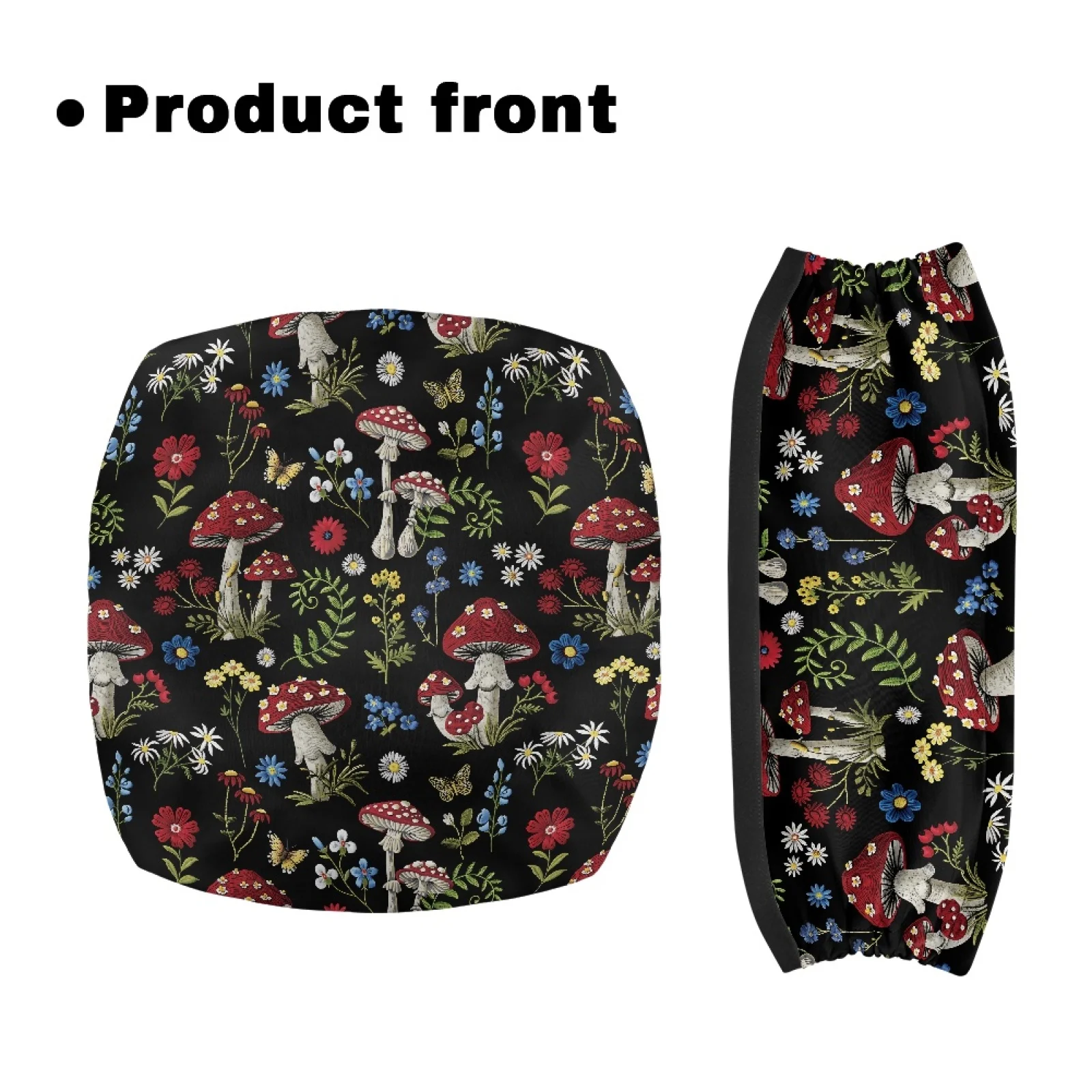 Coloranimal Butterfly Mushroom 2 Pieces Walker Seat Cushion Polyester Fabric Rollator Seat Covers for Ladies