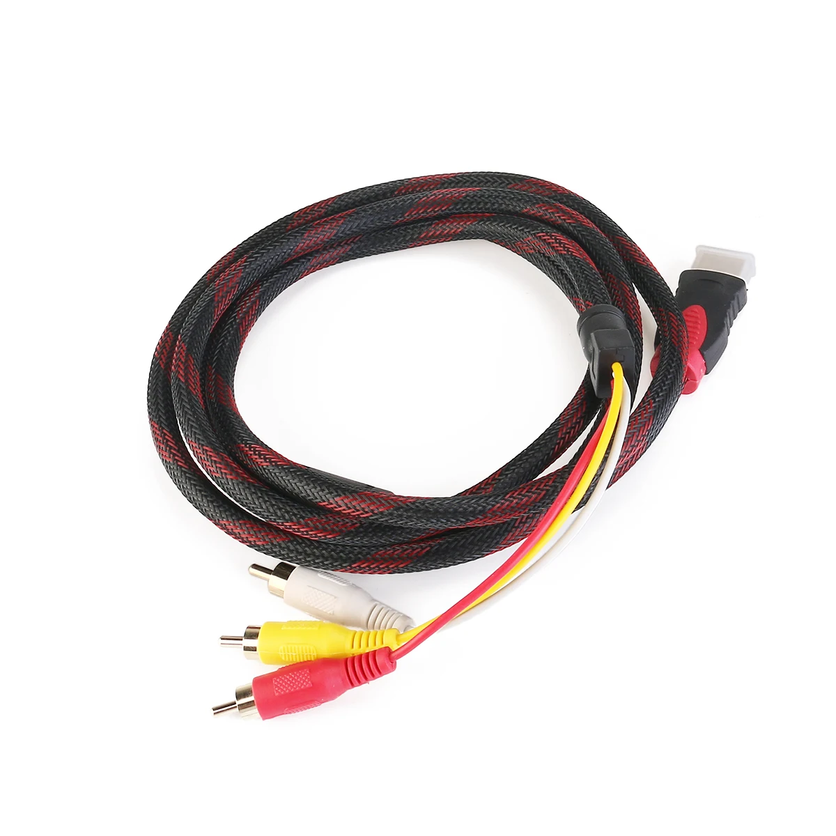 

1.5M 5Ft To 3 Male Audio Video Component Converter Cable For Hdtv 1080P Gold Plated Connectors Reinforced Shielding