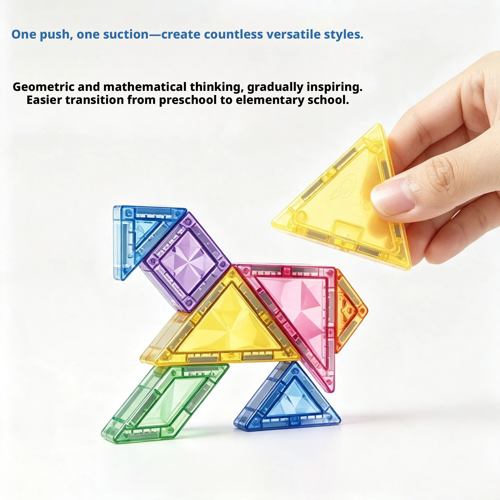 New Geometry Tangram Magnetic Building Blocks Set With Metal Box , Family Interaction Magnetic Educational Toys Christmas Gifts