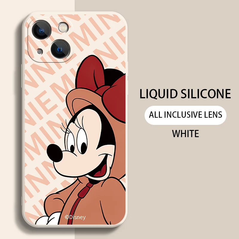 Disney mickey minnie cute Phone case For iPhone 15 14 13 12 11 Pro Max mini 14 15 plus X XR XS Max Soft liquid silicone Cover