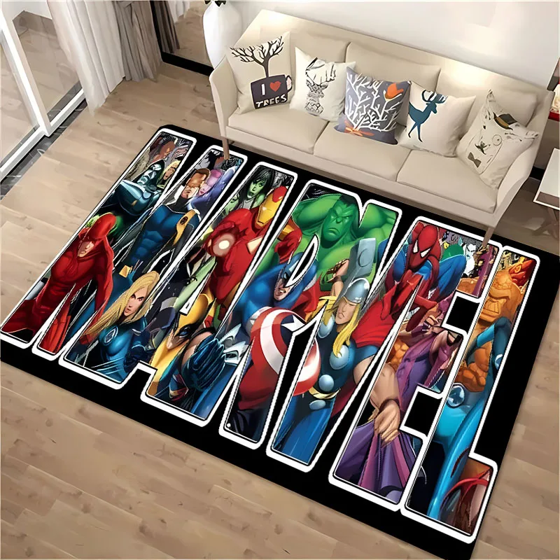 Marvel Logo Theme Area Carpet,Living Room and Bedroom Household Items, Children's Room Sofa Mat,Doormat Floor Anti-slip Rug,Gift