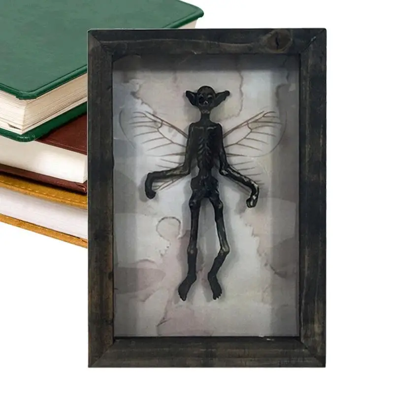 Mysterious Ghost Specimen Photo Frame Gothic Mummified Fairy Skeleton Witchy Decor Bat Display Resin Halloween Decorations