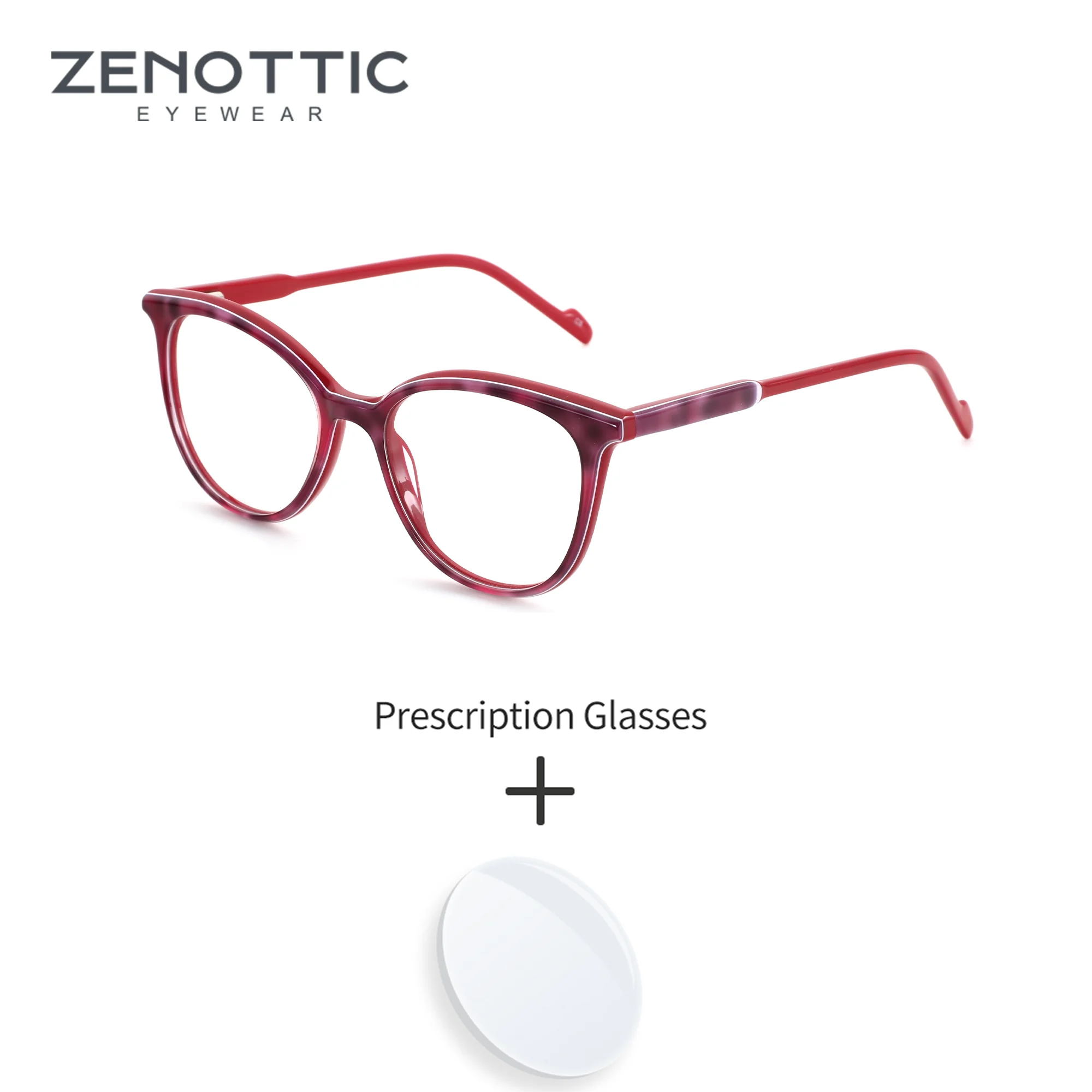 

ZENOTTIC （S Size） Handmade Acetate Modish Butterfly Graduated Progressive Multifocal Glasses Myopia Lenses Woman