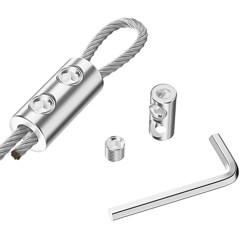 Picture 3: 10/20PCS 2-3mm Stainless Steel Rope Clamp, Adjustable Metal Fixture, Used to Fix Steel Cables for Hanging Photo Frames/Pictures