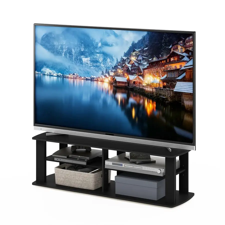 

NELLY TV Stand, 3Tier Entertainment Center with Open Shelves Storage, TV Console for TV up to 50 Inch, Soft Edges, for Living Ro