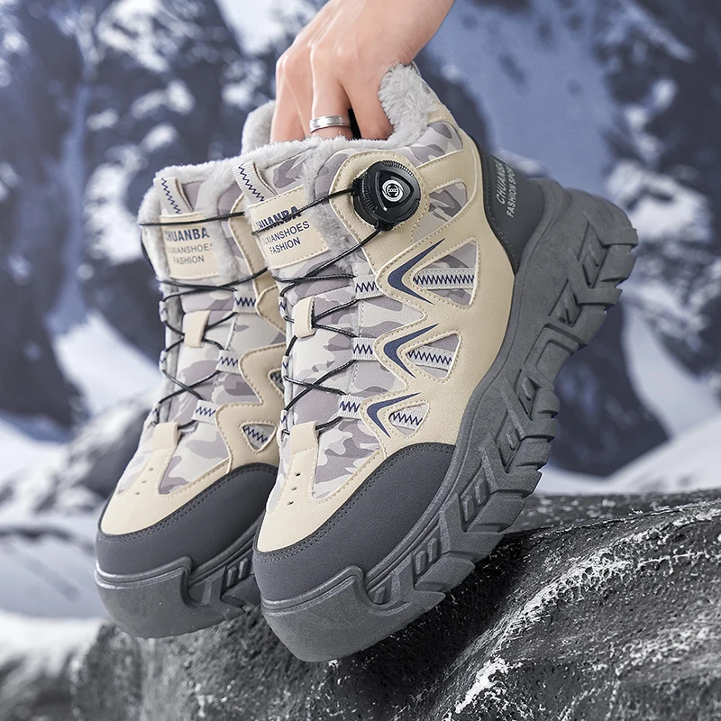 

Men's Winter Fleece-Lined Warm High-Top Snow Boots - Stylish Outdoor Non-Slip Wear-Resistant Versatile Casual Boots